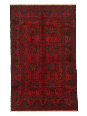 124X202 Alfombra Oriental Afghan Khal Mohammadi Negro/Rojo Oscuro (Lana, Afganistán)