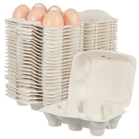 Bulk Eggkartonger 25 stk Beige Farge Sammenleggbar Lokkdesign 6 Teller Stablebar Oppbevaring For Kjøleskap