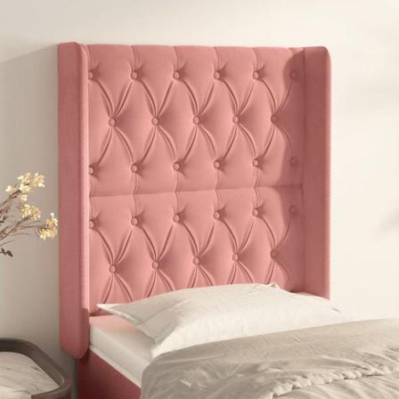 Vidaxl Huvudgavel Med Kanter Rosa 83x16x118/128 Cm Sammet Rosa