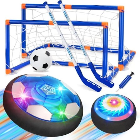 3-in-1 Hover Jalkapallo & Jääkiekko Set LED-valoilla – USB-ladattava leijuva pallo sisä-/ulkokäyttöön – Täydellinen syntymäpäivä- tai joululahja
