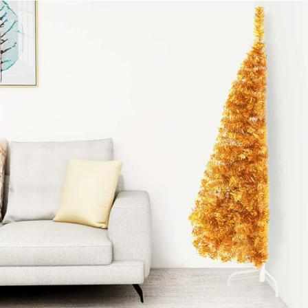 Vidaxl Halv Plastgran Med Stativ Guld 120 Cm Pvc Guld
