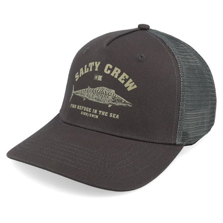 Salty Crew - Wahoo Stamp Retro Charcoal A-Frame Trucker Trucker Grey Cap - @ Hatstore