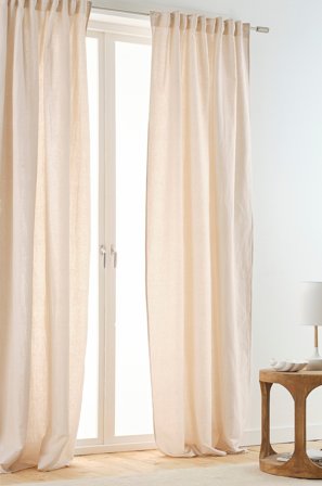 Jotex - Gardin Med Multifunksjonsbånd 2-pk Linbeige - NORA - Kjøp Lingardiner hos Jotex