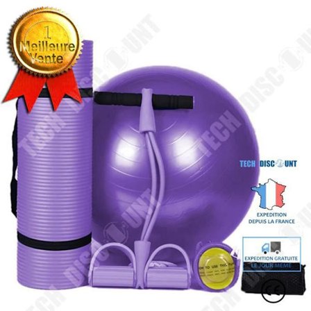 Yoga-set - TD - 3 delar - Lila yogamatta - 65CM yogaboll - Högdensitets-NBR