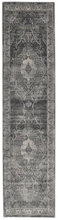 Medallion Jacinda Charcoal Grey Runner Rug Small Oeko-Tex