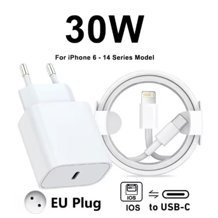 Apple 30W Type-C - Lightning -pikalaturi iPhone 14 13 12 11 Pro Max Mini X XS XR Plus Magsafe langattomalle vetoketjukaapelille nopeaan lataukseen