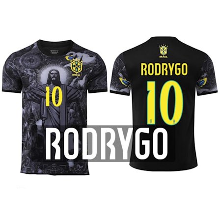 25-26 Brasilia Jesus Special Edition Musta NO.10 RODRYGO Jalkapallo T-paita S-2XL