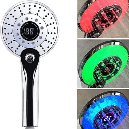 LED-duschmunstycke, 3 färger LED-duschmunstycke temperaturkontroll handdusch med digital temperatur