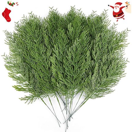 40 stk Kunstige Furu Kvister Kunstige Grønne Stengler Furu Plukker Plast Julepynt - DIY Ferietilbehør (40,