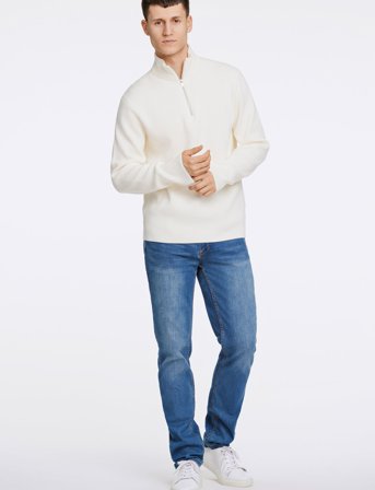 Lindbergh Half Zip Rib Knit - White - XL
