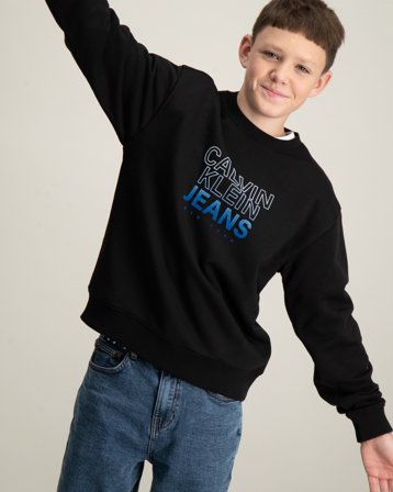 Calvin Klein GRADIENT FLOCK LOGO CN Schwarz Pullover Jungen - Kids Brand Store