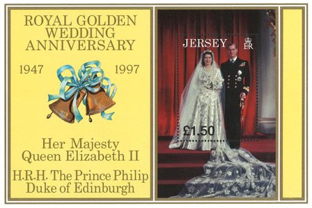 Jersey - Dronning Elizabeths guldbryllup - Postfrisk miniark