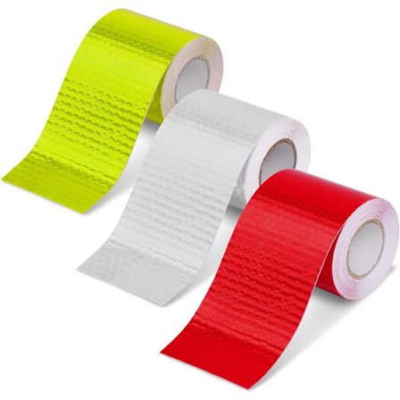ING Reflekterende Tape 3m x 5cm Vanntett Reflekterende Advarselstape for Bruk Selvklebende PVC Sikkerhetstape Rød Hvit og Gul Reflekterende 