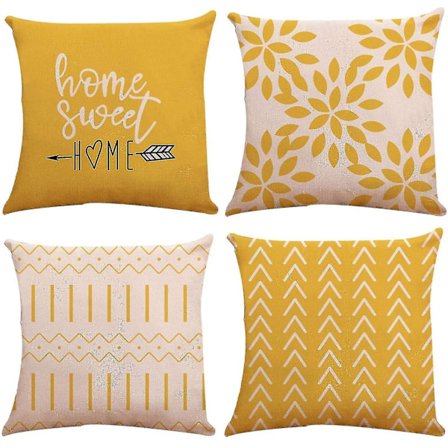 Keltaiset pellavapehmusteet 18x18 sohvan heittotyynyyn, koristeelliset ulkokäyttöön