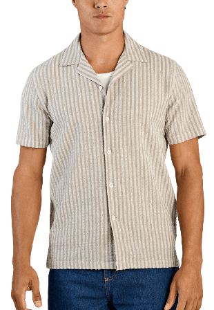 Lindbergh Cotton structure Shirt Skjortor Herr Grön XL