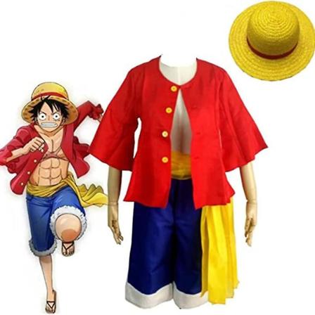 One Piece Monkey D. uffy Cosplay kostume stråhatte sæt Fancy Dress Up X - Perfet L