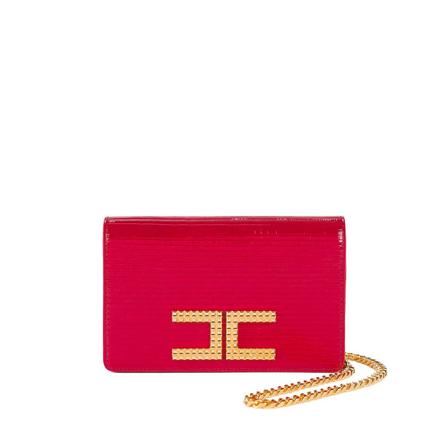 Elisabetta Franchi RED Lizard Effect Crossbody Tas , Rood , Dames , Maat: ONE Size Schoudertassen