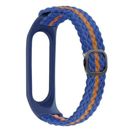 Xiaomi Mi Smart Band 6 / 5 / 4 nylonfärgad kontrast klockarmband - Blå / Orange / Blå