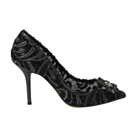 Dolce & Gabbana Pre-owned Dolce ; Gabbana Lace Rainbow Pumps with Brooch Detailing in Black Lurex Sort, Dame Vintage Sko, Størrelse: 39 EU