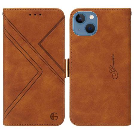 Iphone 14 Plus Imprinted Stand Premium Plånboksfodral - Brun Brown