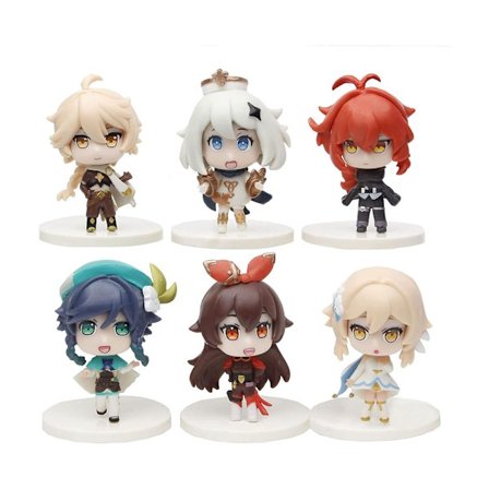 Genshin Impact 6 kpl Anime-hahmoja Setti Q-versio Pöytäkoristeeksi