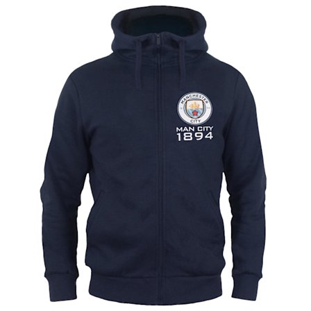 Manchester City FC Herr 1894 Fleece Full Zip Hoodie S Marinblå