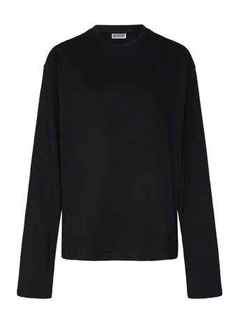 Weekday Long-Sleeved Boxy Cotton T-Shirt - Black - XXS
