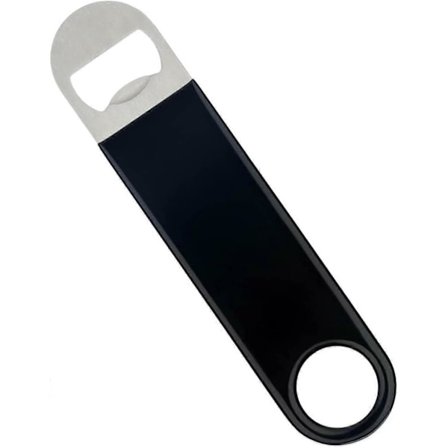 Baarimikon pullonavaajat, baarilasta, oluenavaajat, 1 kpl, Professional Grade: Kumipäällysteinen, ruostumaton teräs. (Musta, L)