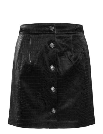 Ivar Croc Ctd Pu Button Mini S Kort Nederdel Sort French Connection