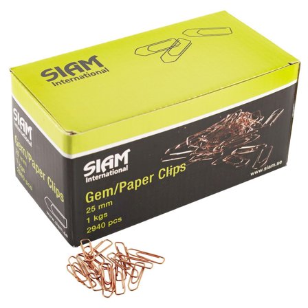 Gem SIAM, kopparbelagda, tåliga och hållbara, 25mm, koppar - Lyreco - Kontorsmaterial - Till skrivbordet - Gem