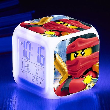 Ninja Barne Tegneserie Vekkerklokke Led Digital Fargerik Firkantet Klokke Kreativ Gave Liten Vekkerklokke Stil 2