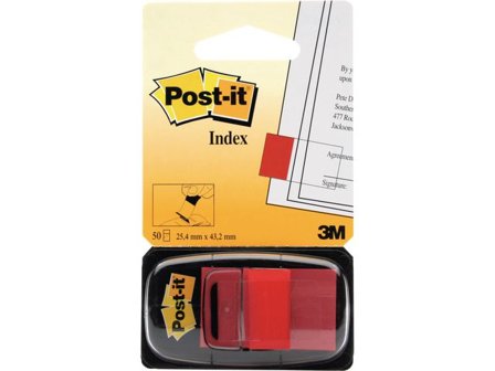 POST-IT Indexflikar, medium, 25,4 x 43,2 mm, röd, 680-1 - Lyreco - Kontorsmaterial - Indexflikar och märkflikar - Indexflikar i plast