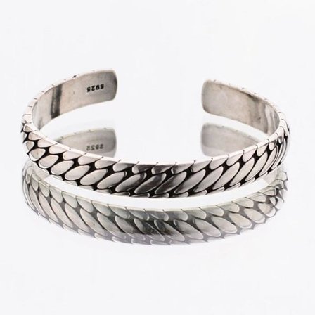 Sølv farge retro ovalt mønster dame armbånd åpent minimalistisk stil
