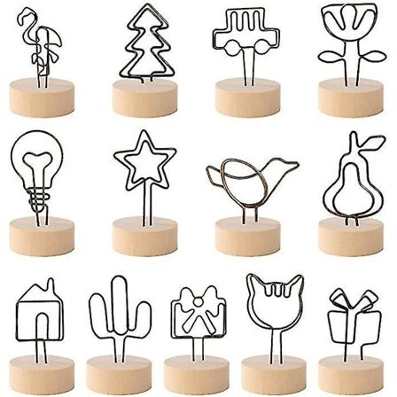 Note Clip Stativ Bordnummerholdere 13 stk Træbundsklips