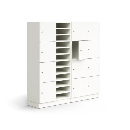 Postsortier-/Schließfachkombi QBUS, abschließbare Fächer, 1641x1600x420 mm, weiß