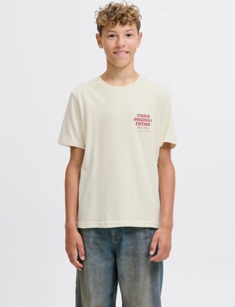 Jack & Jones Jormeadows Typo Tee Ss Crew Neck Jnr - Cream - 152