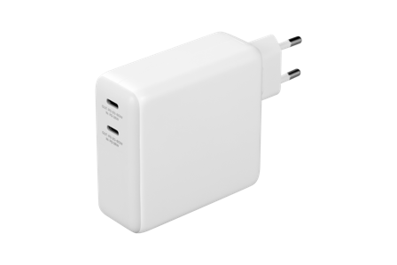Deltaco USB-C-vegglader med innebygd powerbank og GaN-teknologi, 9600 mAh, hvit