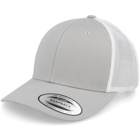 Yupoong - Grå trucker Keps - Retro 2-Tone Silver/White Trucker @ Hatstore