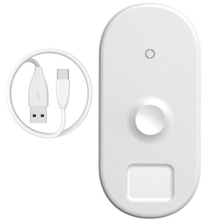 Kraftig Baseus 3 i 1 Qi trådløs ladeplate Vit