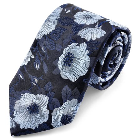 Dianthus | Cravate à fleur en soie bleue 8 cm pour hommes - Cravates à motif