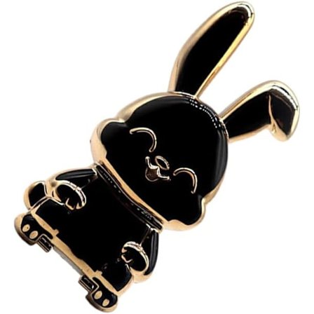 Fingers Ring Telefonhållare Bordsstativ Cartoon Kanin Fäste Hopvikbar Stativ Stång Stödramen Kontorsdekor Prydnad, Svart