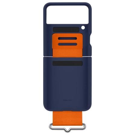 Samsung Galaxy Z Flip 3 5G etui med orange rem Blød silikone Slank midnatsblå