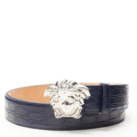 Versace Pre-owned, Pre-owned Leather belts Blauw, Dames, Maat:ONE Size
