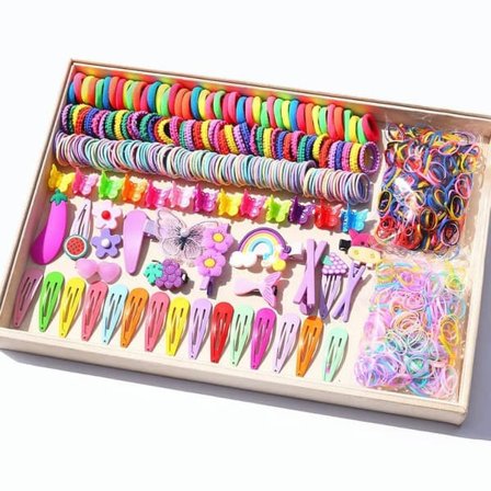 844-Piece Hair Accessories Set for Girls - Includes Colorful Hair Clips and Ponytail Holders, Perfect for Any Occasion