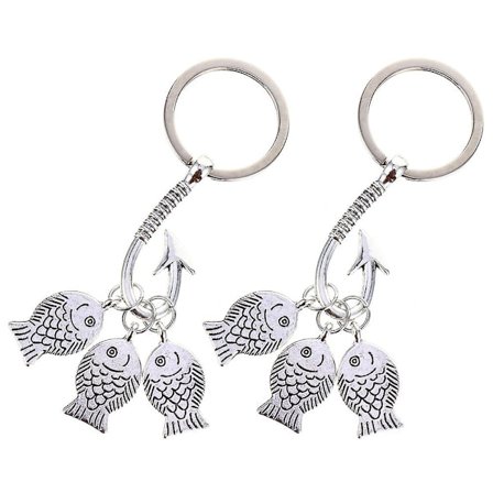 2 st nyckelringar Kreativ Roman Bärbar Legering Fisk krok Nyckelringar Väska Hängen Nyckelringar För Väska