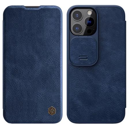 Iphone 13 Pro - Nillkin Qin Camshield Läder Fodral - Blå