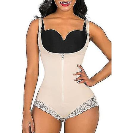 Lace Bodystocking for Kvinner, Magekontroll, V-hals, Ryggløs, Slankere