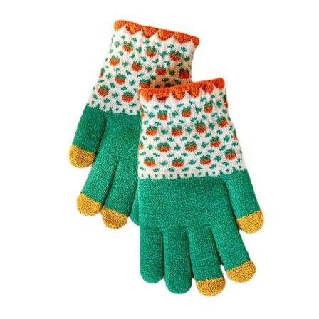 Dobbeltlag Vinter Tykke Varme Strikkede Vanter Vinterhandsker Holder Varme til Kvinder Grønne