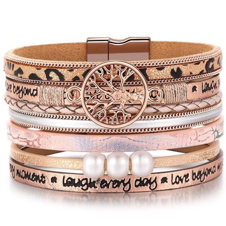 Inspirerande Livets Träd Läderarmband för Kvinnor, Mors Dags Födelsedag Smycken Present till Tonårsflickor