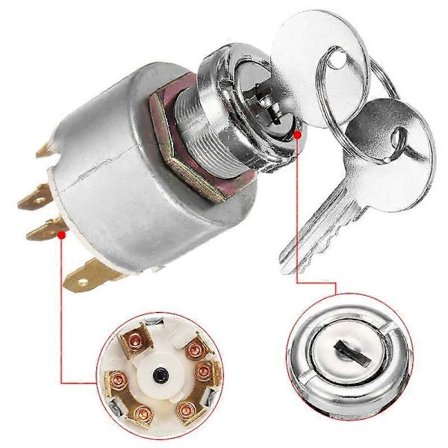 12V 4-positions Parkerings-/Af/På/Tændingslås med 4 nøgler til Lucas SPB501 12V bilbåd motorcykel tændingslåscylinder